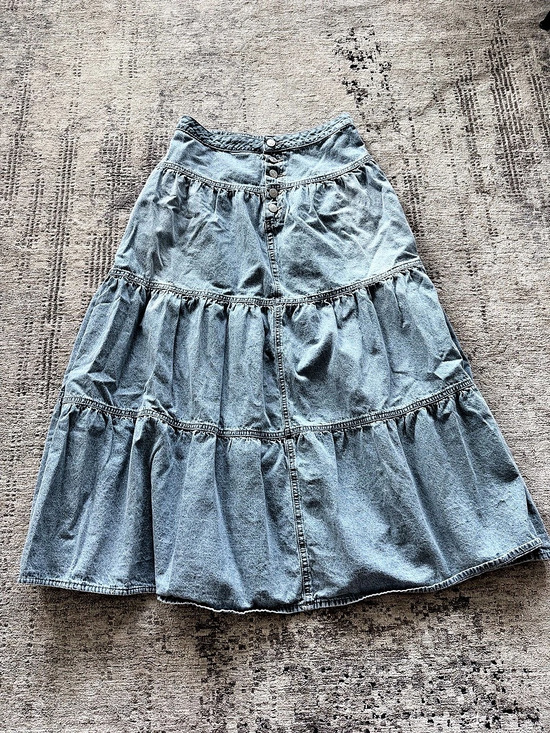 Anthropologie Dresses & Skirts - Light Wash Denim Tiered Maxi Skirt